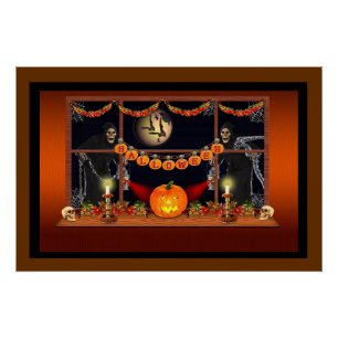 Halloween Skulls, Pumpkins und Ketten Poster
