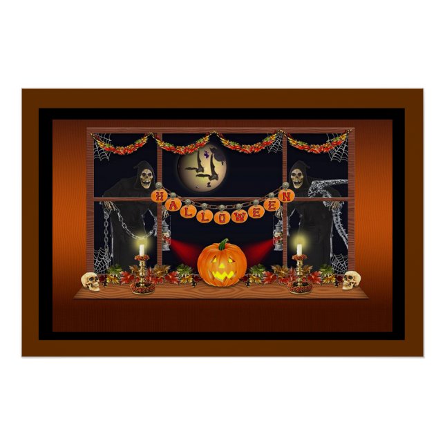 Halloween Skulls, Pumpkins und Ketten Poster (Vorderseite)
