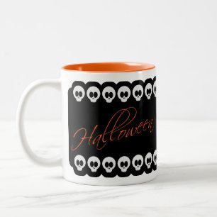 Halloween Skulls Schwarz-weiß & Orange Tasse