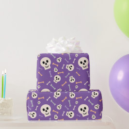 Halloween Skulls und Knochen Lila Wrapping Paper Geschenkpapier