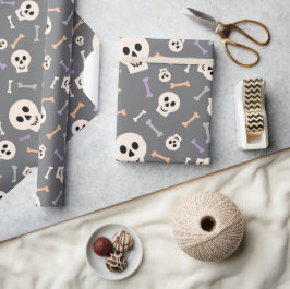 Halloween Skulls und Knochen Nahtloses Wrapping Pa Geschenkpapier