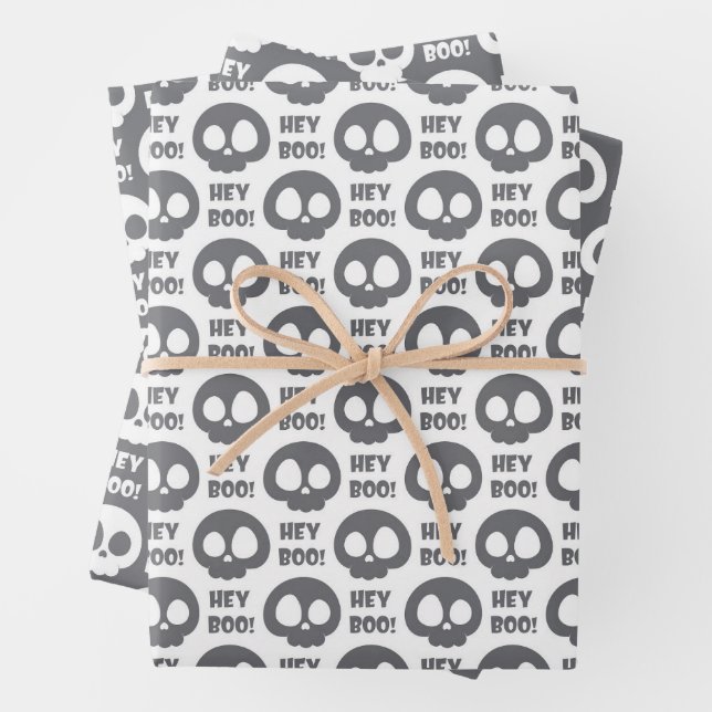 Halloween Skulls Wrapping Paper Flat Sheet Set 3 Geschenkpapier Set (Beispiel)