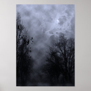 Halloween Sky mit Ravens Blue Mist Poster