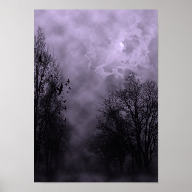 Halloween Sky mit Ravens Lila Mist Poster (Vorne)