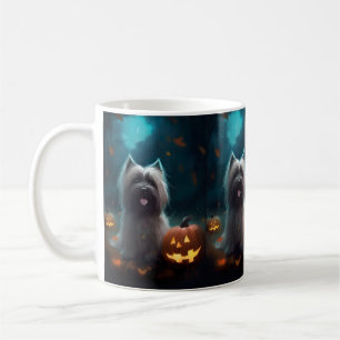 Halloween Skye Terrier mit Kürbissen Gruselig Kaffeetasse