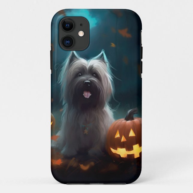 Halloween Skye Terrier mit Pumpkins Beängstigend Case-Mate iPhone Hülle (Rückseite)