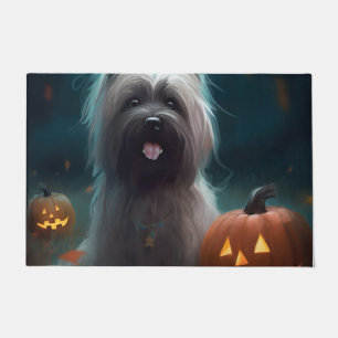 Halloween Skye Terrier mit Pumpkins Beängstigend Fußmatte