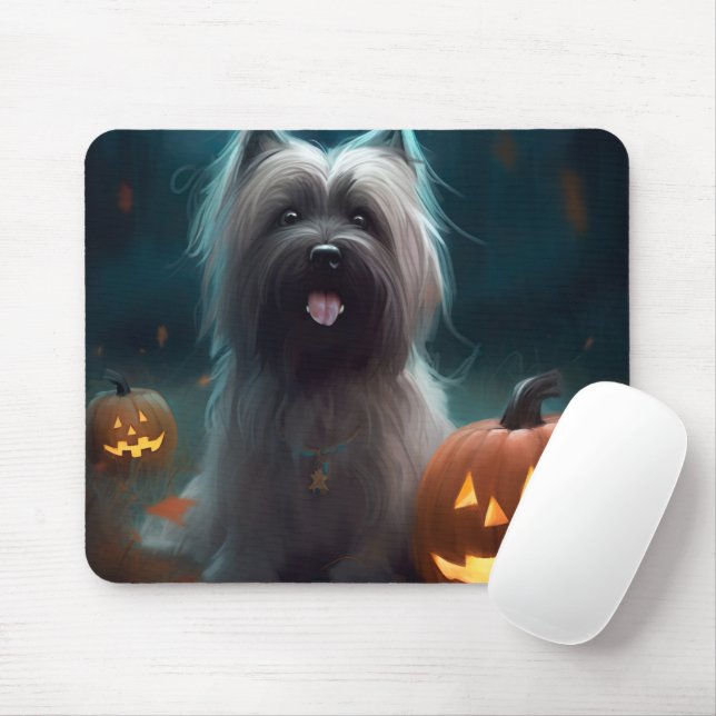 Halloween Skye Terrier mit Pumpkins Beängstigend Mousepad (Mit Mouse)