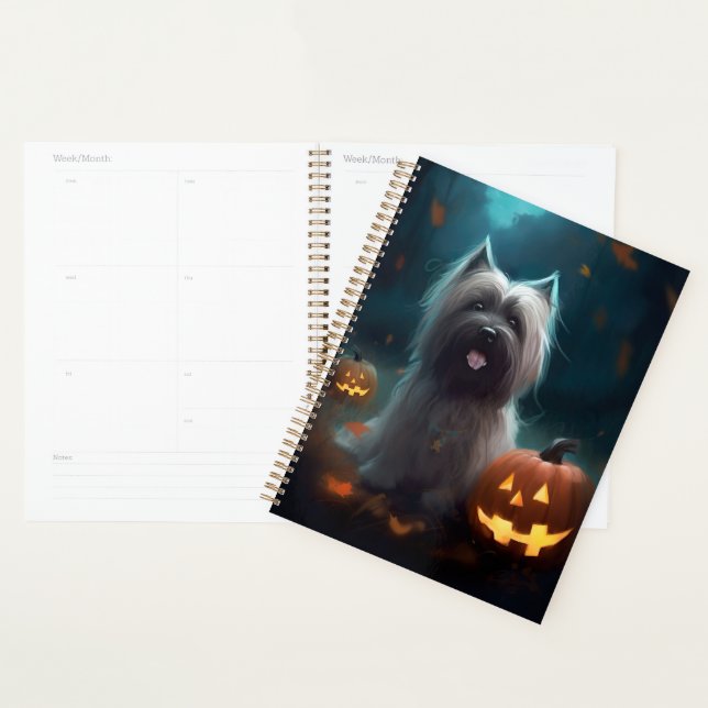 Halloween Skye Terrier mit Pumpkins Beängstigend Planer (Anzeige)