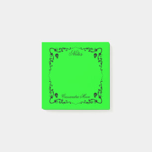 Halloween Slime Green & Black Magic Border Post-it Klebezettel