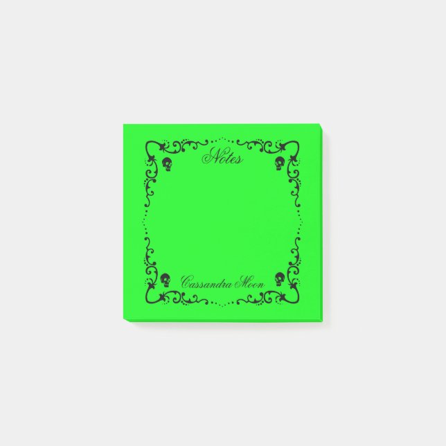Halloween Slime Green & Black Magic Border Post-it Klebezettel (Vorderseite)