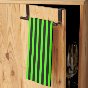 Halloween Slime Green und Black Strip Geschirrtuch