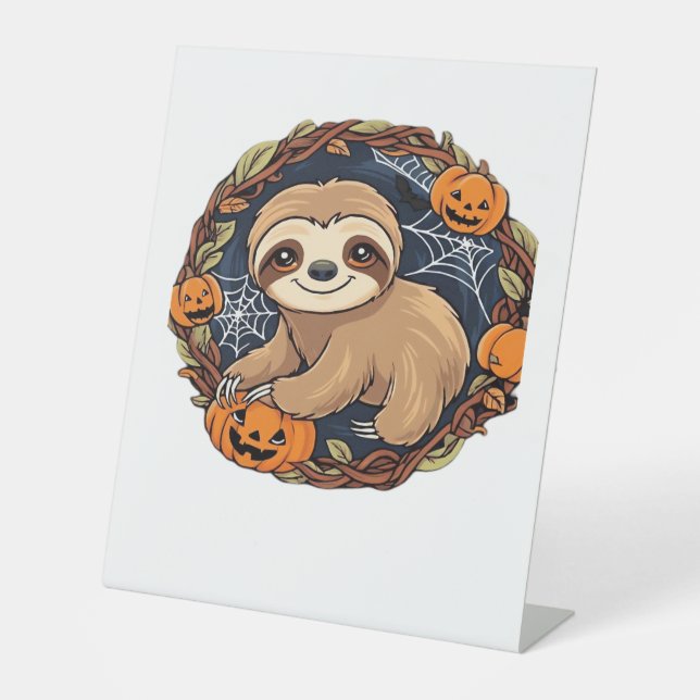 Halloween, Sloth, 31. Oktober, Erntedank Class Sockelschild (Vorderseite)