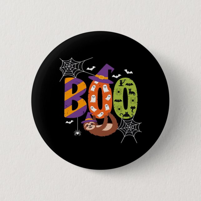 Halloween Sloth Boo Lazy Essential T - Shirt Button (Vorderseite)
