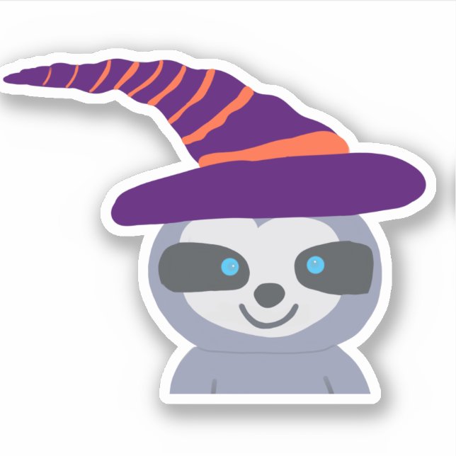 Halloween Sloth in Hexenhut Aufkleber (Vorderseite)