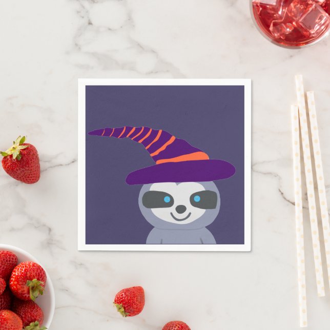 Halloween Sloth in Hexenhut Serviette (Beispiel)