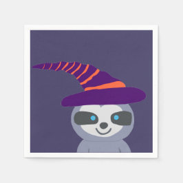 Halloween Sloth in Hexenhut Serviette