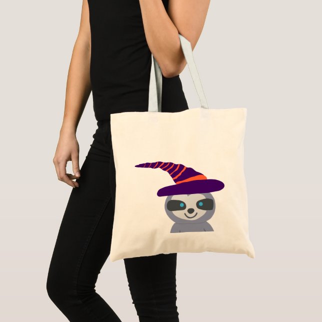 Halloween Sloth in Hexenhut Tragetasche (Vorderseite (Produkt))