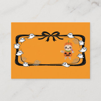 Halloween Sloth In Pumpkin Costume Orange Platzkarte