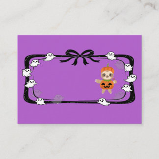 Halloween Sloth In Pumpkin Costume Purple Platzkarte