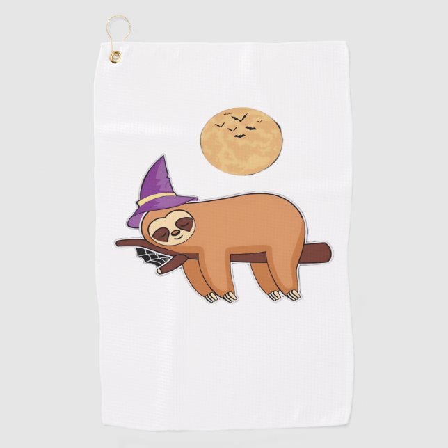 Halloween Sloth Premium T - Shirt Golfhandtuch (Vorderseite)