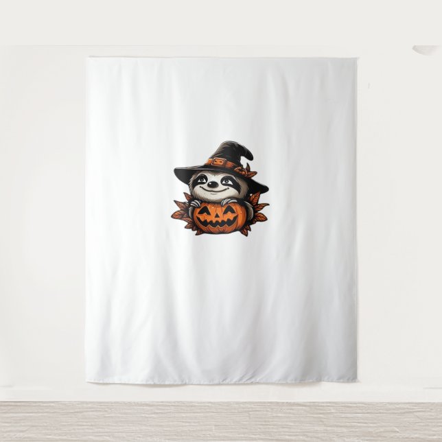 Halloween Sloth Pumpkin Festivity Classic T - Shir Wandteppich (Vorderseite)