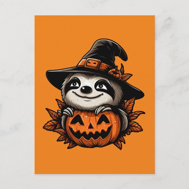 Halloween Sloth Pumpkin Festivity Postkarte (Vorderseite)