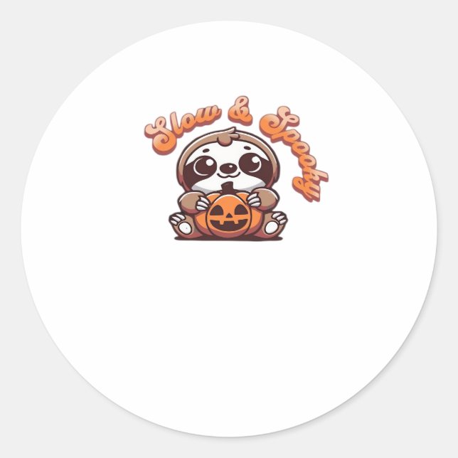 Halloween Sloth Slow und Spooky Niedlichen Sloth P Runder Aufkleber (Vorderseite)