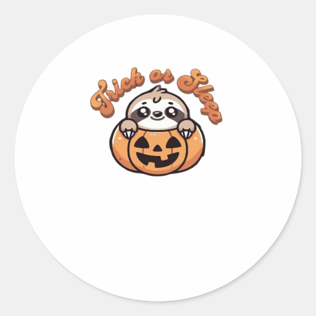 Halloween Sloth Trick oder Sleep Niedlich Sloth Pu Runder Aufkleber (Vorderseite)