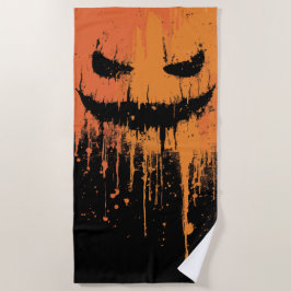 Halloween-Smiley-Grafik im orangefarbenen Horror-S Strandtuch
