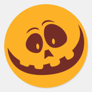 Halloween Smiley Orange und Brown Runder Aufkleber