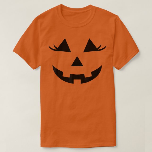 Halloween Smiling Pumpkin JackoLantern Eyelashes F T-Shirt (Design vorne)