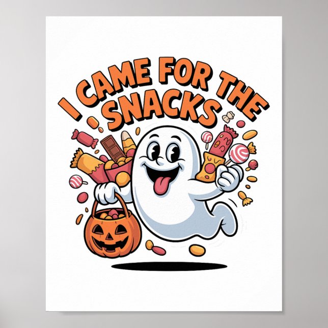 Halloween Snacks Ghost Funny Trick-oder-Leckerei C Poster (Vorne)