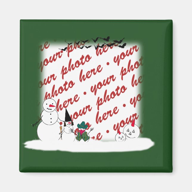 Halloween Snowmen Foto Magnet (Vorne)