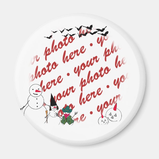 Halloween Snowmen Foto Magnet (Vorne)