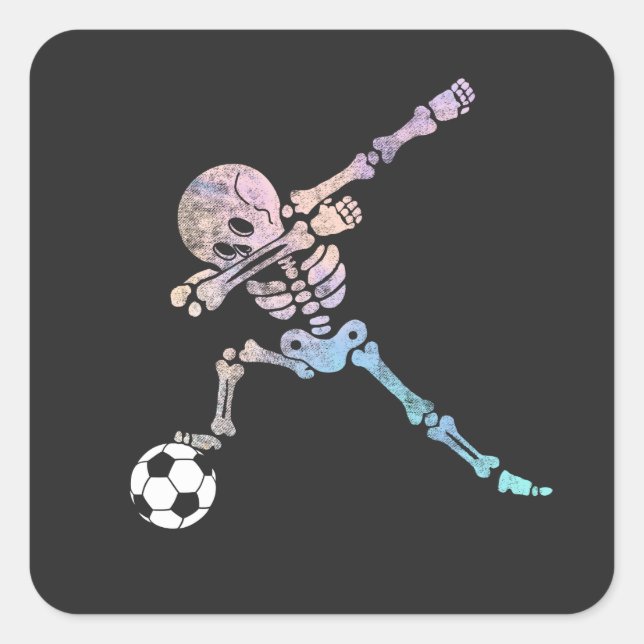 Halloween Soccer Skeleton Dab Pose Quadratischer Aufkleber (Vorderseite)