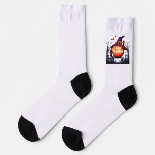 Halloween Socks-Pumpkin, Hexenhut und Schwarze Kat Socken