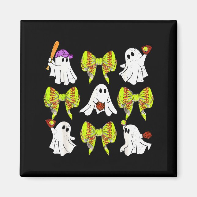Halloween Softball Ghosts Softball Daughter Girls  Magnet (Vorne)