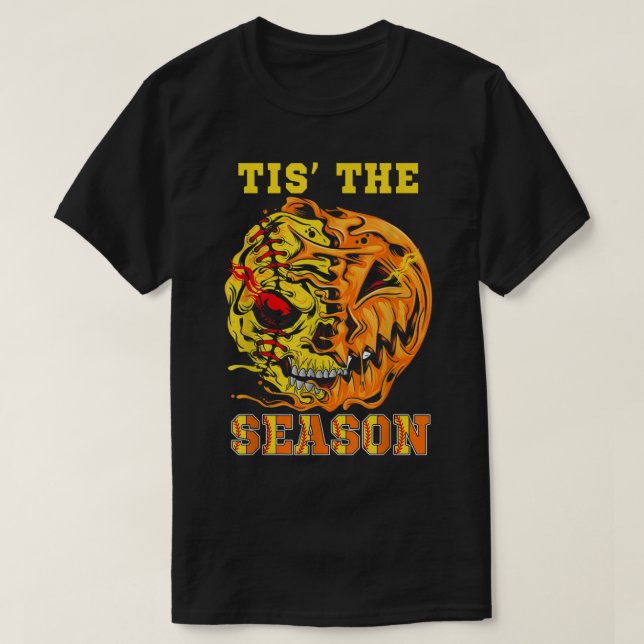 Halloween Softball Tis The Season Pumpkin Softball T-Shirt (Design vorne)