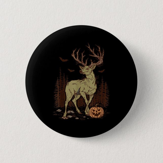 Halloween Soky Deer Antler Zombie Rustic Buck Fall Button (Vorderseite)