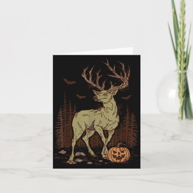 Halloween Soky Deer Antler Zombie Rustic Buck Fall Karte (Vorderseite)