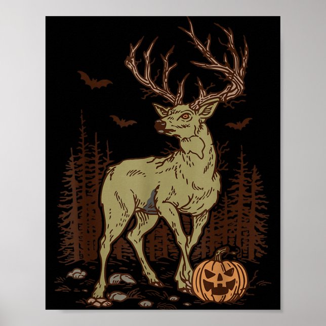 Halloween Soky Deer Antler Zombie Rustic Buck Fall Poster (Vorne)