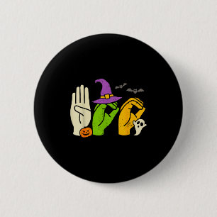 Halloween-Sonderschullehrer Buh in ASL-Buh-Hand-Ze Button