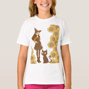 „Halloween-Sonnenblumen-Hexen-Kinder-T-Shirt“ T-Shirt