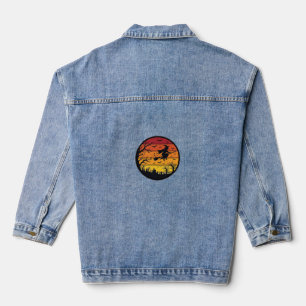 Halloween-Sonnenuntergang-Hexe-Silhouette Retro-Kr Jeansjacke