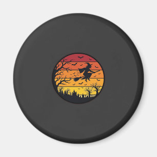 Halloween-Sonnenuntergang-Hexe-Silhouette Retro-Kr Magnet