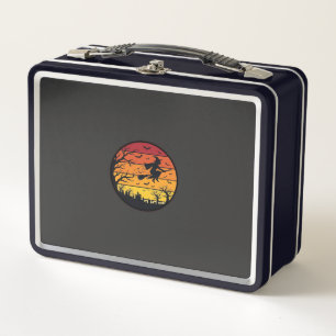 Halloween-Sonnenuntergang-Hexe-Silhouette Retro-Kr Metall Brotdose