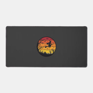 Halloween-Sonnenuntergang-Hexen-Silhouette Retro-K Schreibtischunterlage