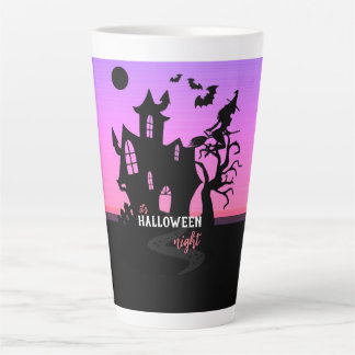 Halloween-Sonnenuntergangs-Nacht-Hexe und Fledermä Milchtasse