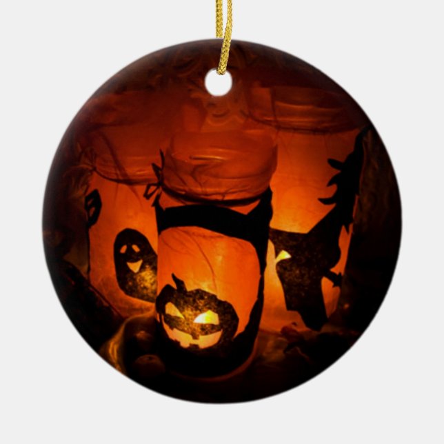 Halloween Spaß mit Pumpkins, Ghost & Hexen, ZSSG Keramik Ornament (Vorne)
